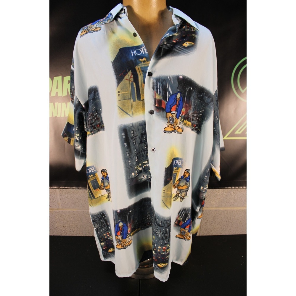 Vintage 90s‎ UP RO'S Shirt Hip Hop Graffiti Button Size Large